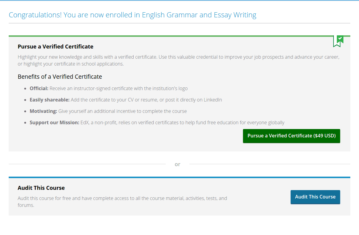 edX - No Free Certificate Option
