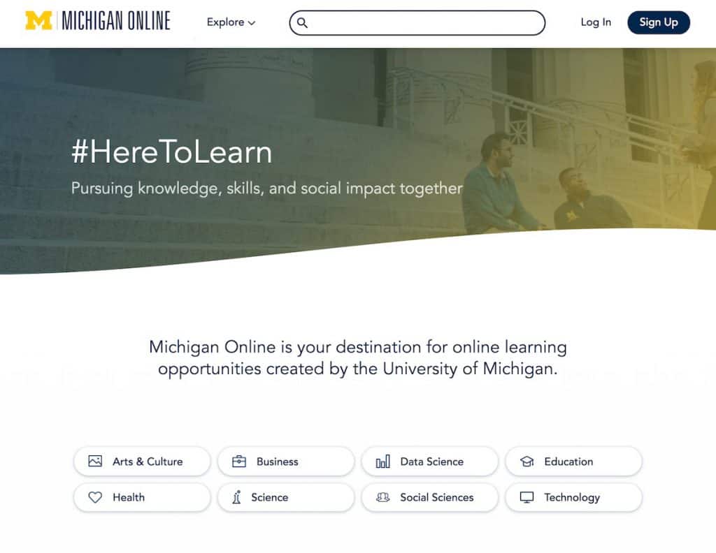 Michigan Online homepage screenshiot