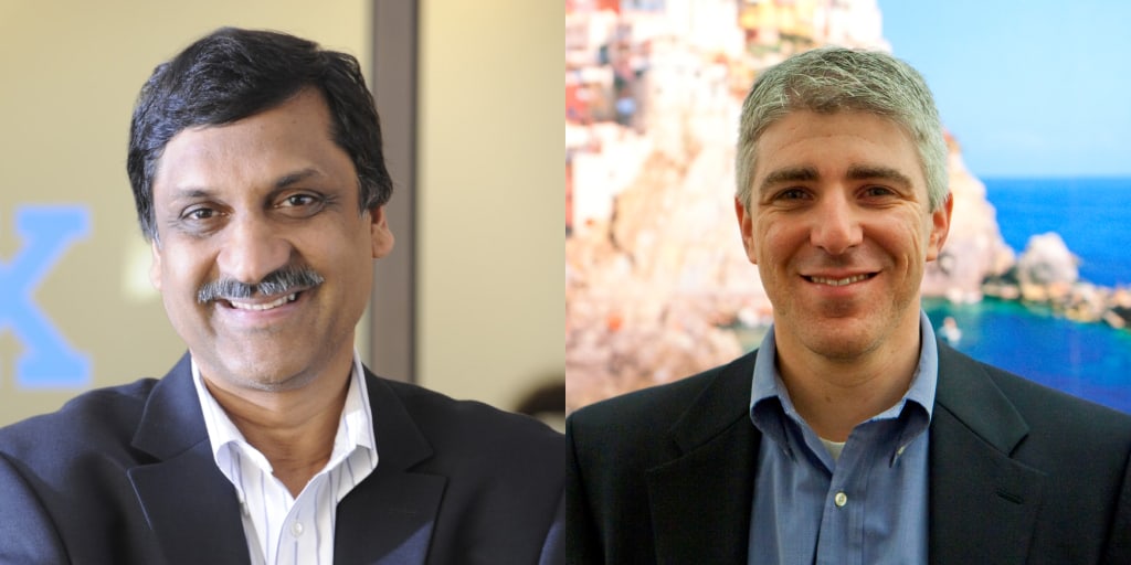 Photo of Anant Agarwal and Adam Medros, edX's co-CEO