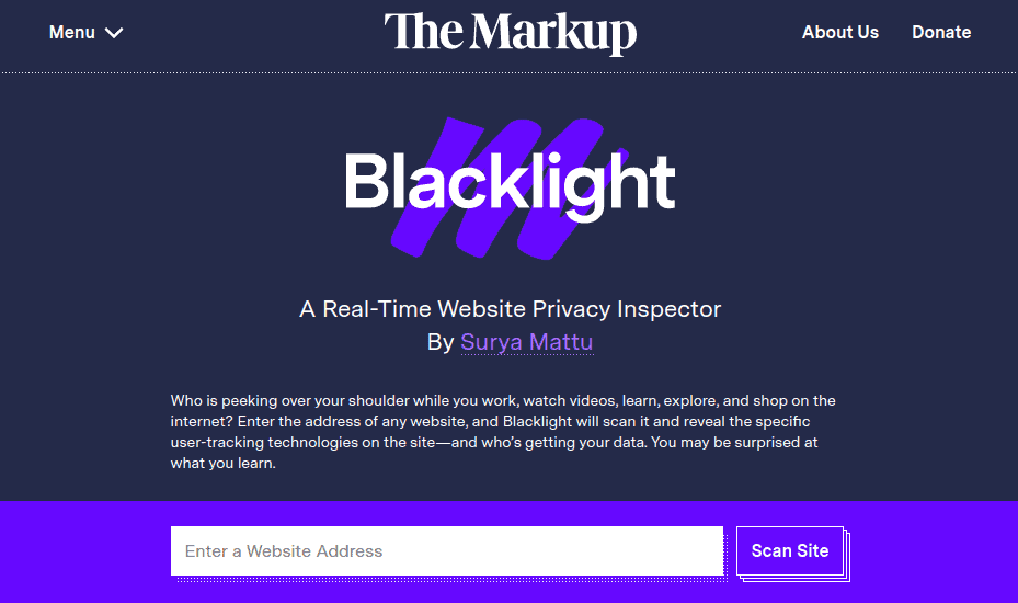 The Markup's privacy tool, Blacklight
