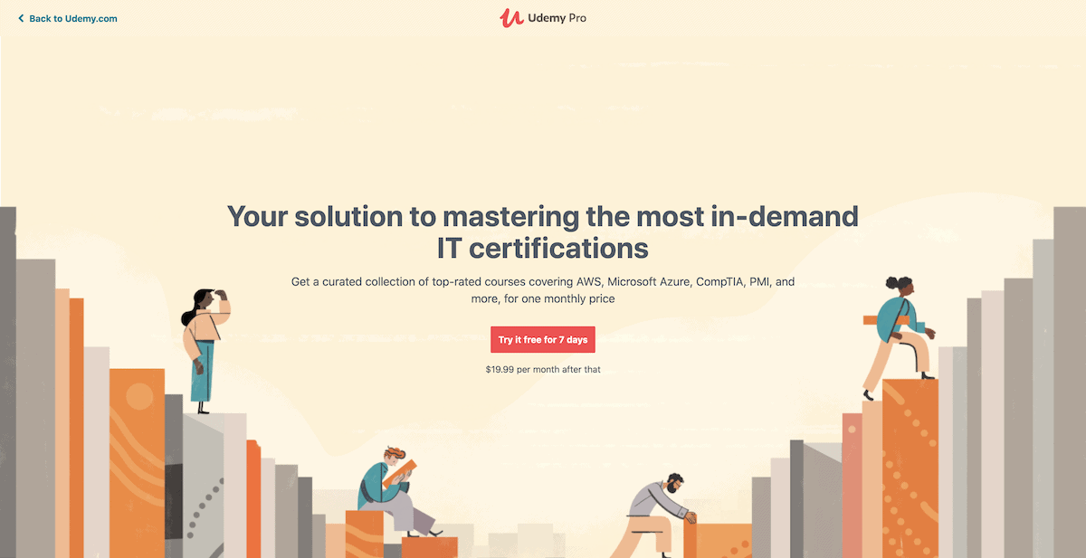 Udemy Pro landing page Screenshot