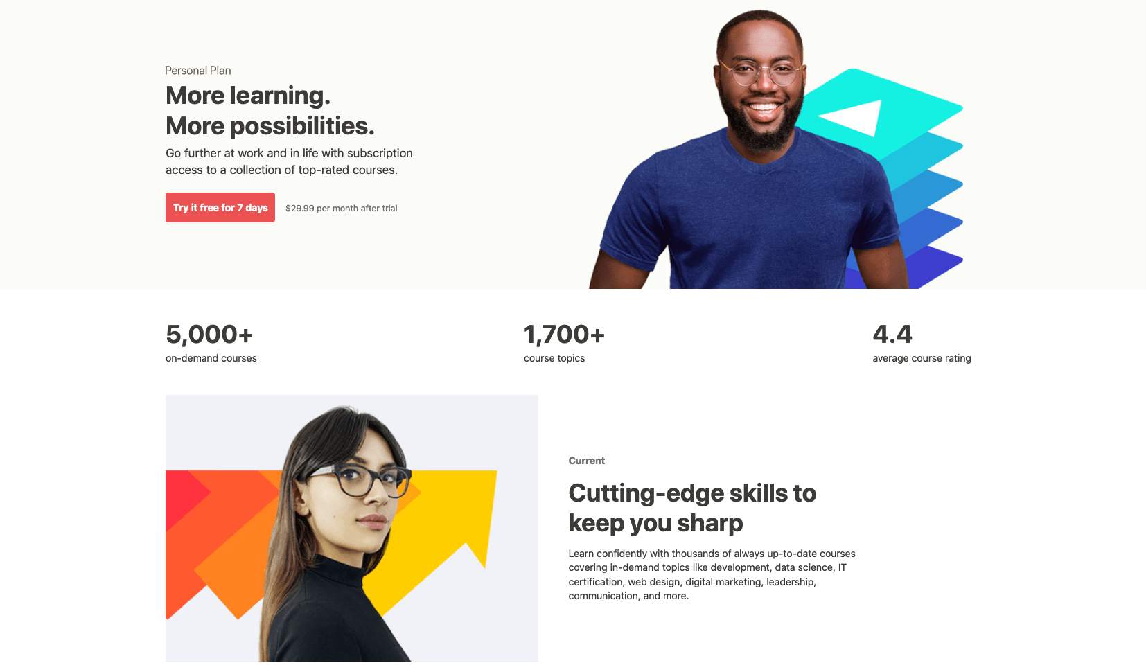 Udemy Personal Plan landing page screenshot