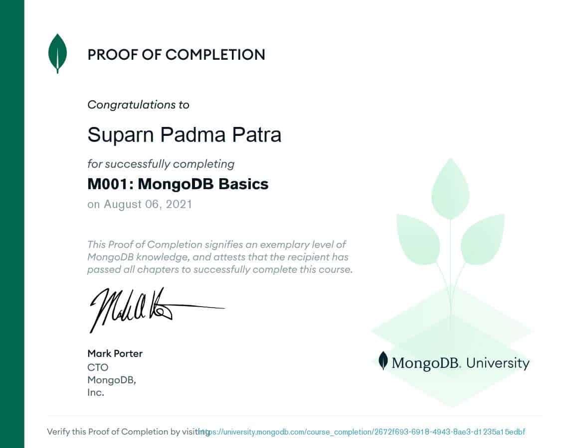 MongoDB Certificate