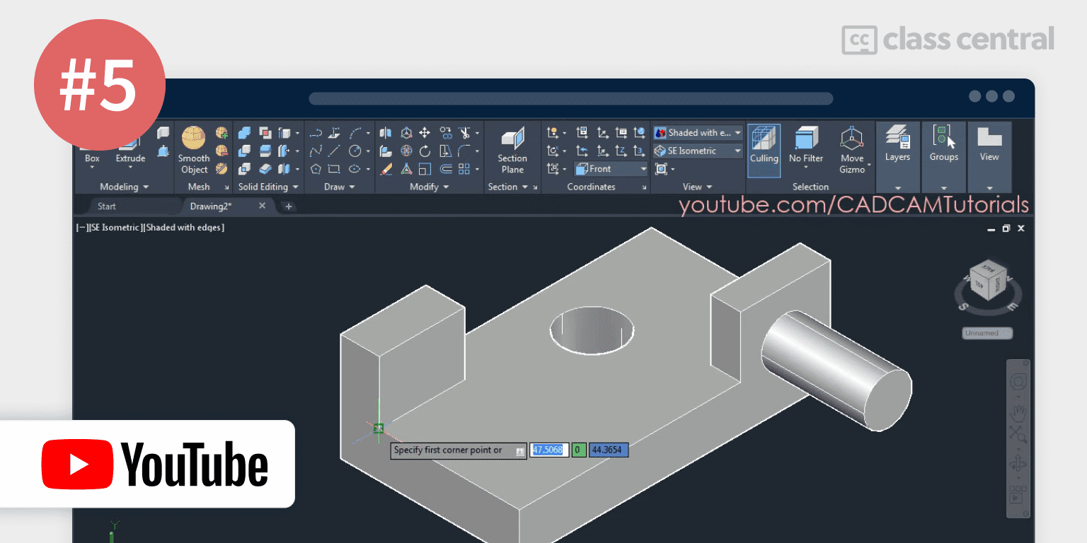 5. AutoCAD 3D Tutorial for Beginners CAD CAM Tutorials